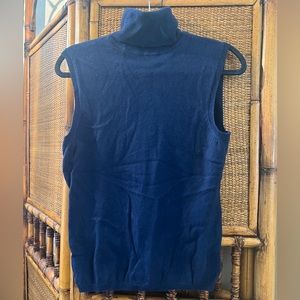 100% Cashmere Blue Sleeveless Turtleneck Sweater